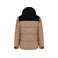 Plumífero capucha combinado unisex K6163. Color arena mojada/negro.