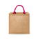 Bolso shopper de jute laminado Bs905l. Color natural/fucsia.