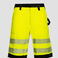 Pantalon corto de alta visibilidad unisex. Color amarillo/negro.