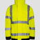 Chaqueta de alta visibilidad con capucha clase 3 unisex Kaunas. Color amarillo.