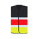 Chaleco reflectante unisex National Flag. Color nero rosso giallo.