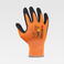 Pack 12 Uds Guantes con revestimiento de nitrilo microposoro G5010. Color naranja fluor/negro.