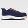 Zapatilla combinada P3014. Color azul marino/naranja fluor.