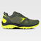 Zapatilla trecking reforzada P4014. Color verde caza/amarillo fluor.
