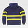 Chaqueta softshell alta visibilidad con capucha unisex S7879. Color azul marino/amarillo a. V..
