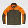 Chaqueta softshell outdoor combinada unisex S8631. Color naranja fluor/verde caza.