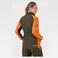 Chaqueta softshell outdoor combinada unisex S8632. Color naranja fluor/verde caza.