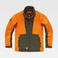 Chaqueta softshell outdoor combinada unisex S8632. Color naranja fluor/verde caza.