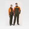 Chaqueta softshell outdoor combinada unisex S8632. Color naranja fluor/verde caza.