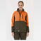 Chaqueta softshell outdoor combinada unisex S8634. Color naranja fluor/verde caza.