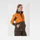 Chaqueta softshell outdoor combinada unisex S8634. Color naranja fluor/verde caza.