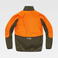 Chaqueta softshell outdoor combinada unisex S8634. Color naranja fluor/verde caza.