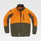Chaqueta softshell outdoor combinada unisex S8634. Color naranja fluor/verde caza.