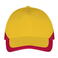 Gorra snapback visera combinada Booster. Color amarillo rojo.