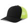 Gorra trucker sostenible Rapper cotton-s. Color negro/amarillo fluo.
