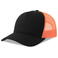 Gorra trucker sostenible Rapper cotton-s. Color negro/naranja fluo.