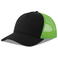 Gorra trucker sostenible Rapper cotton-s. Color negro/verde fluo.